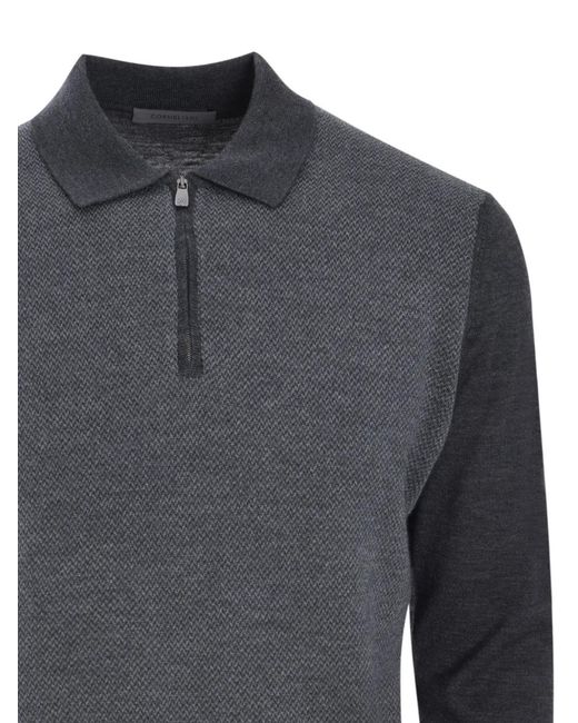 Corneliani Gray Knitted Polo Shirt for men