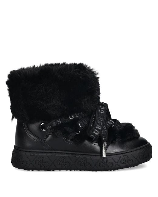 Guess Black Unessa Faux-Fur Boots