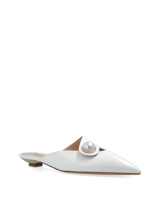 Casadei White Blade Mules