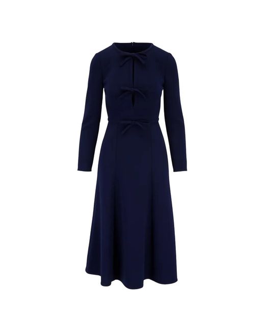 Carolina Herrera Blue Bow-Details Midi Dress