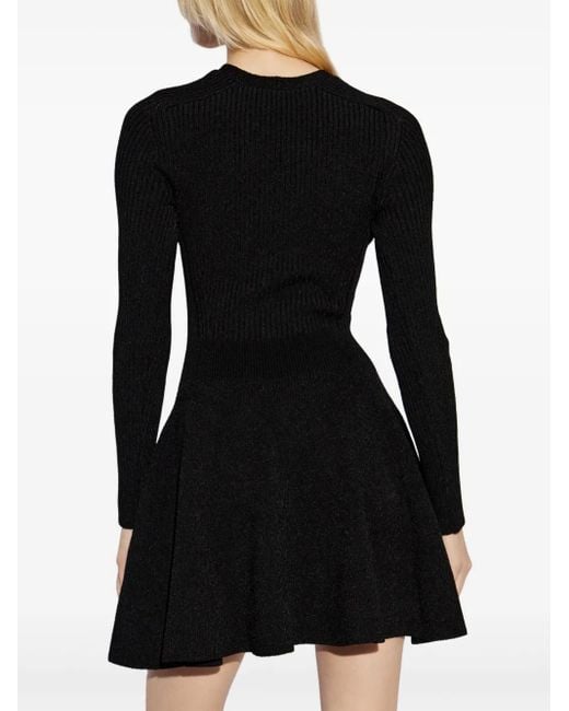 Balmain Black Minikleid mit Logo-Anhänger