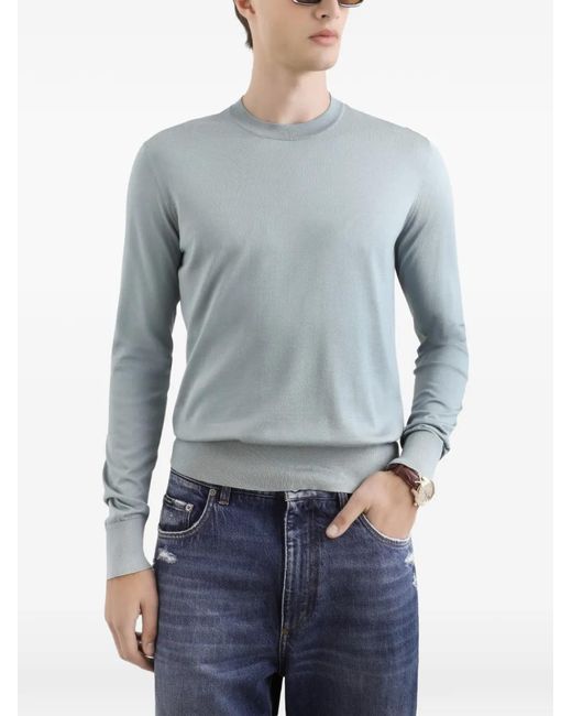 Dolce & Gabbana Blue Crew-Neck Long-Sleeve Top for men