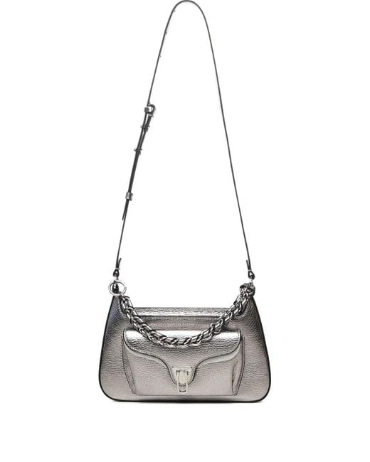 Coccinelle White Chain-Embellished Leather Cross Body Bag