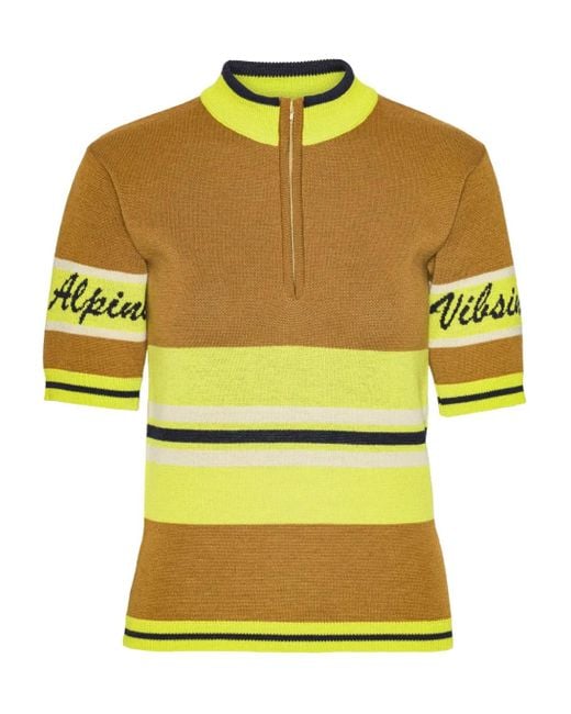 Henrik Vibskov ストライプ ハーフジップ トップ Yellow