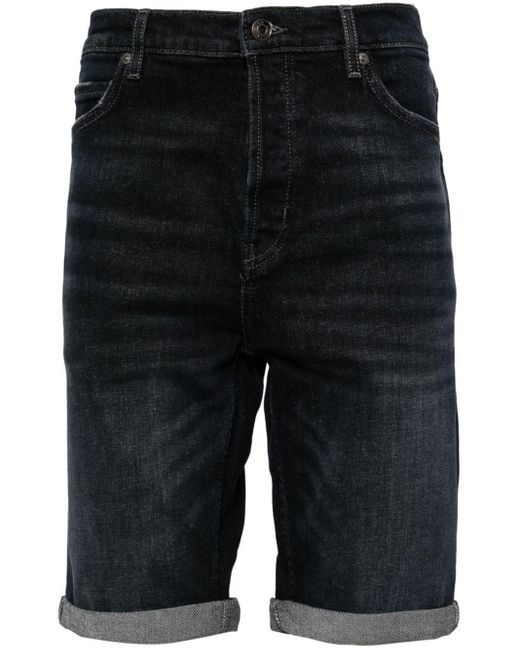 HUGO Black Tapered-leg Stretch-denim Shorts for men