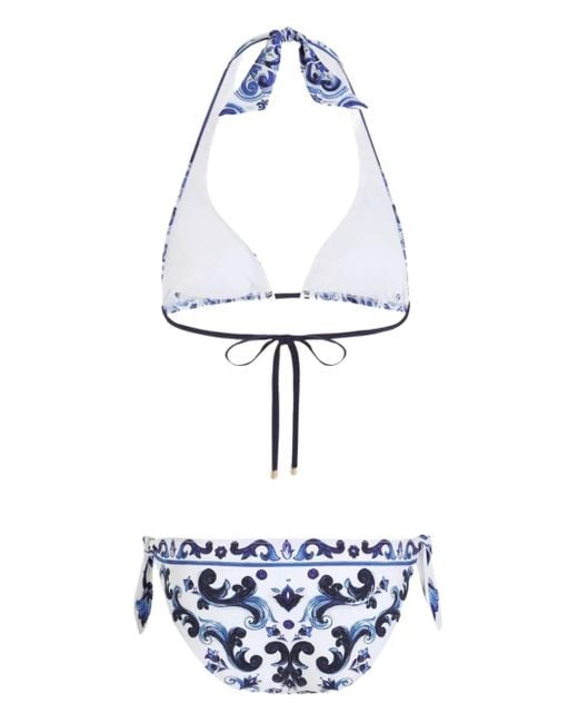 Dolce & Gabbana Blue Majolica-Print Bikini