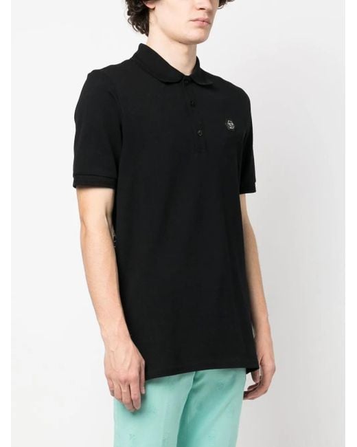 Philipp Plein Black Snake-Logo Polo Shirt for men
