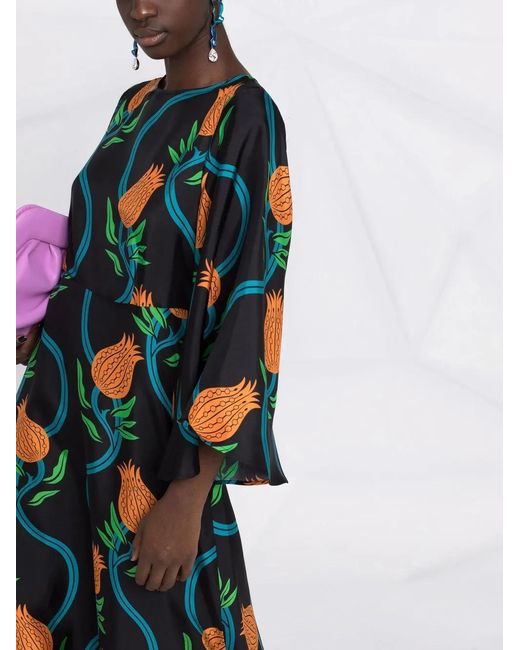 LaDoubleJ Green Sorella Silk-Twill Midi Dress