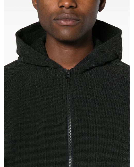GR10K Black Ibq Zip-up Textured Hoodie for men