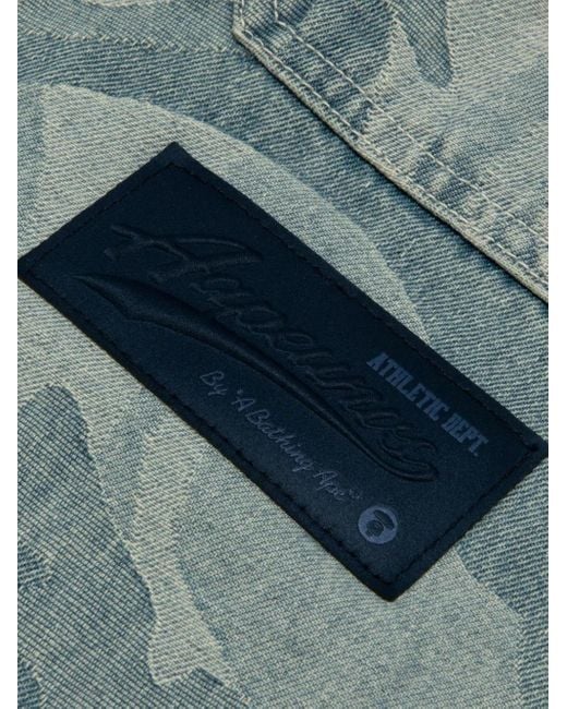 Aape By A Bathing Ape Blue Moonface Camouflage Patch Shirt for men