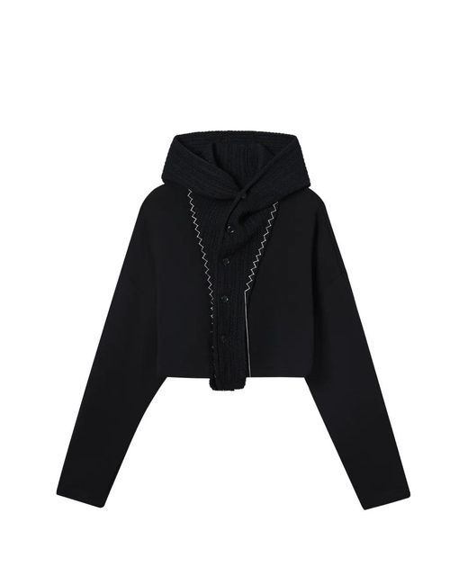Y's Yohji Yamamoto Black Hoodie À Patte De Boutonnage
