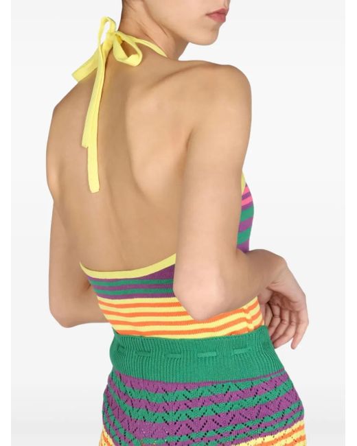 Gallo Yellow Striped Halter-Neck Top