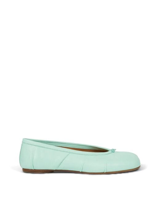 Maison Margiela Green Tabi Leather Ballet Flats