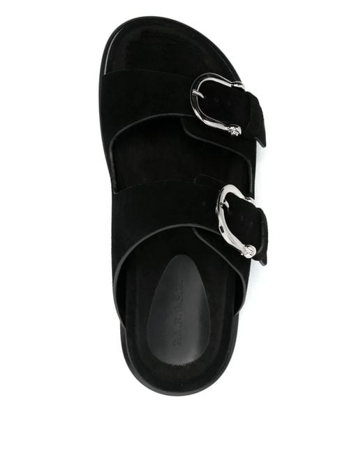 P.A.R.O.S.H. Black Suede Flat Sandals