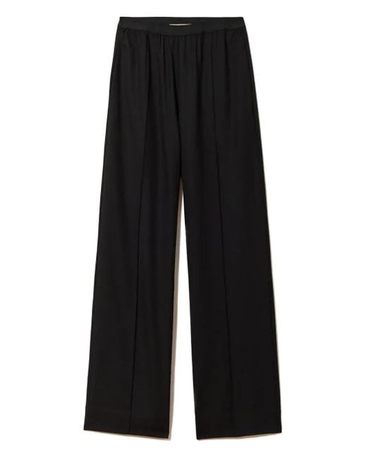 Plan C Black Elastic-Waist Trousers
