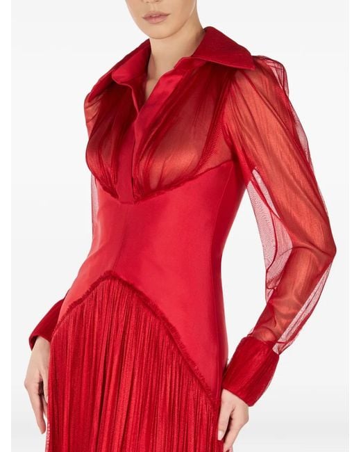 ARAFTU Red Pleated Maxi Dress