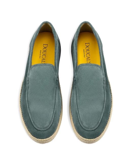 Doucal's Green Horizon Suede Braided-Trim Espadrilles for men