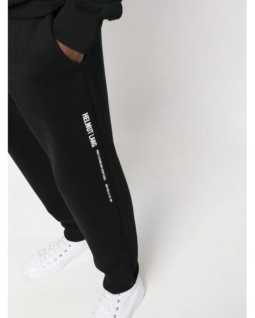 Helmut Lang Black Logo-Print Cotton Track Pants for men