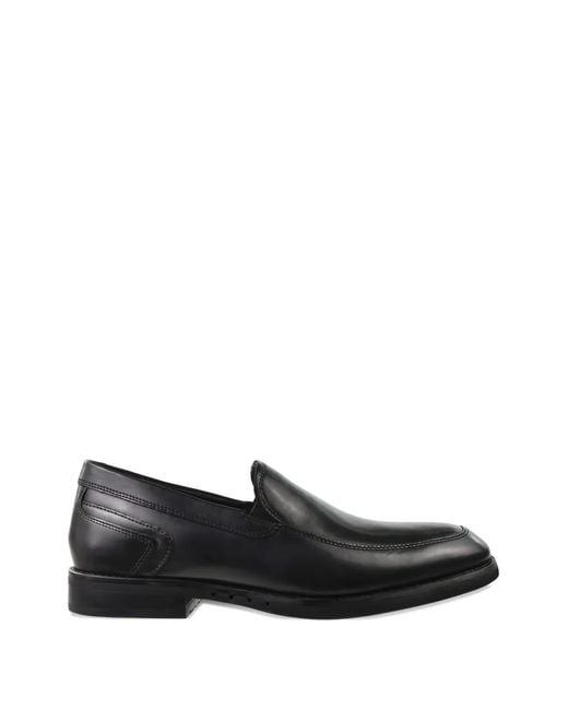 Clarks Black Un Hugh Step Leather Loafers for men