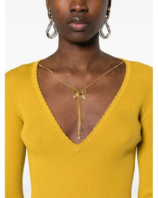 Elisabetta Franchi ネックレスディテール リブトップ Yellow