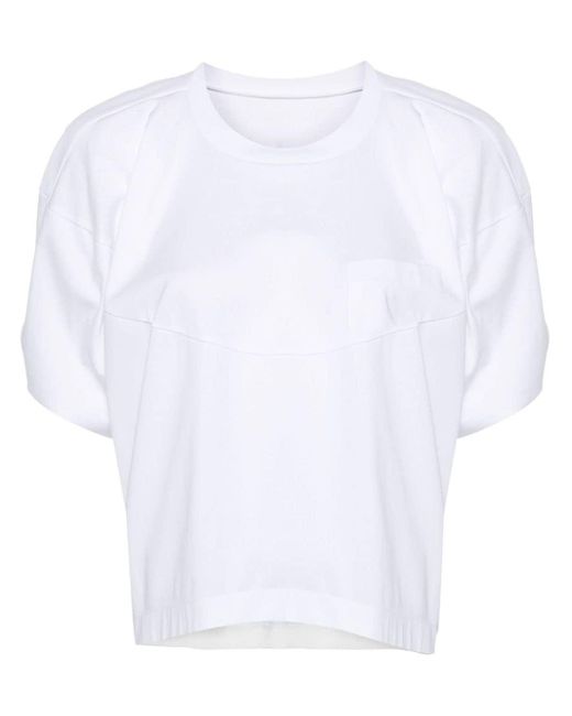 T-shirt en coton à manches bouffantes Sacai en coloris White