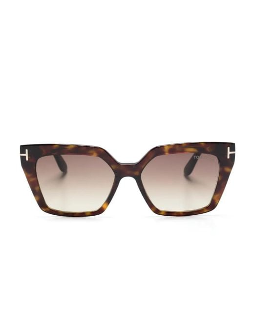 Tom Ford Brown Winona Rectangle-Frame Sunglasses