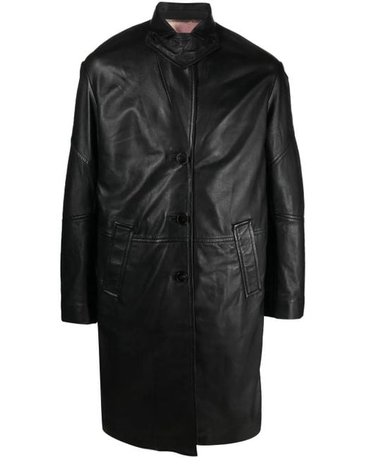 Zadig & Voltaire Women's Black Macari Buttoned Leather Coat