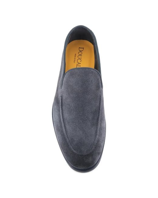 Doucal's Blue Suede Loafers for men