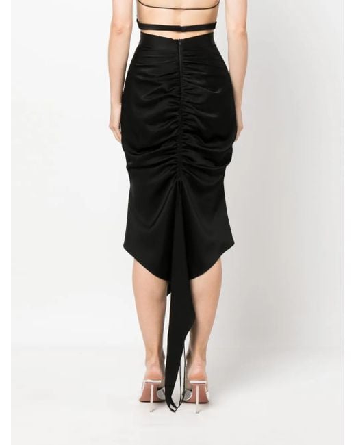 Alex Perry Black High-Waisted Ruched Midi Skirt