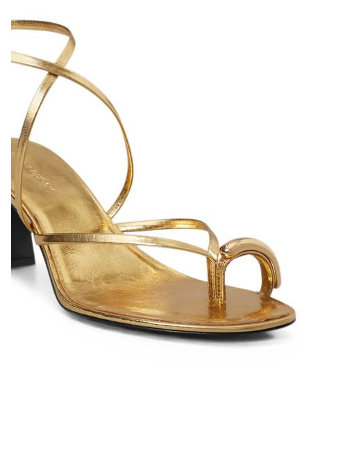 Tory Burch Natural Pierced Multi-Strap Heeled Sandals