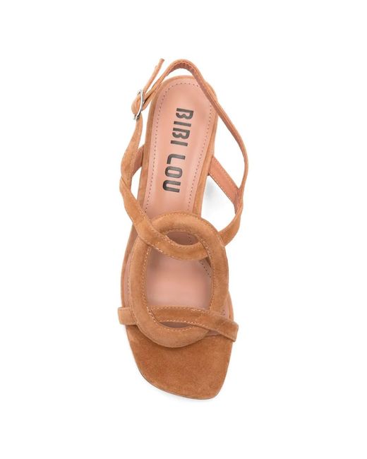 Bibi Lou Pink Suede-Finish Slingback Sandals