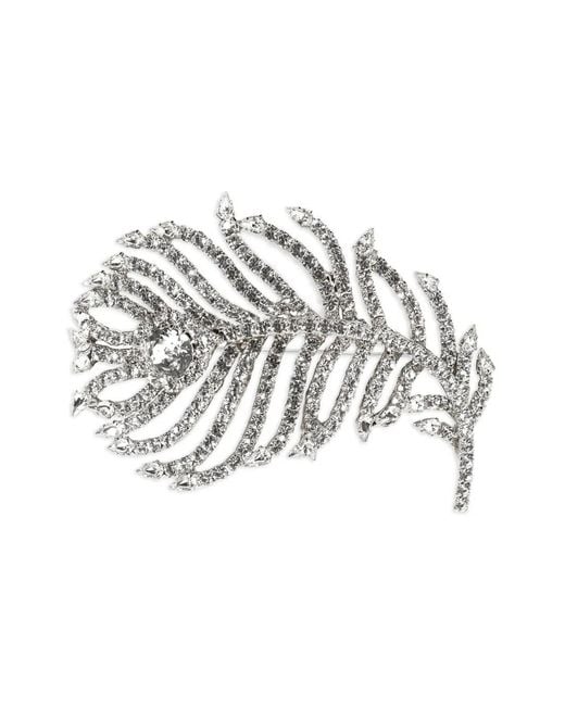 Jennifer Behr White Crystal Pluma Brooch
