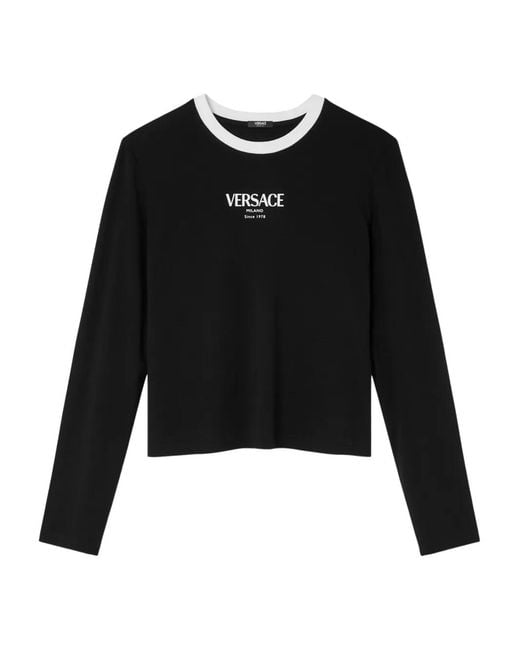 Versace Black Logo-Detail Long-Sleeve T-Shirt
