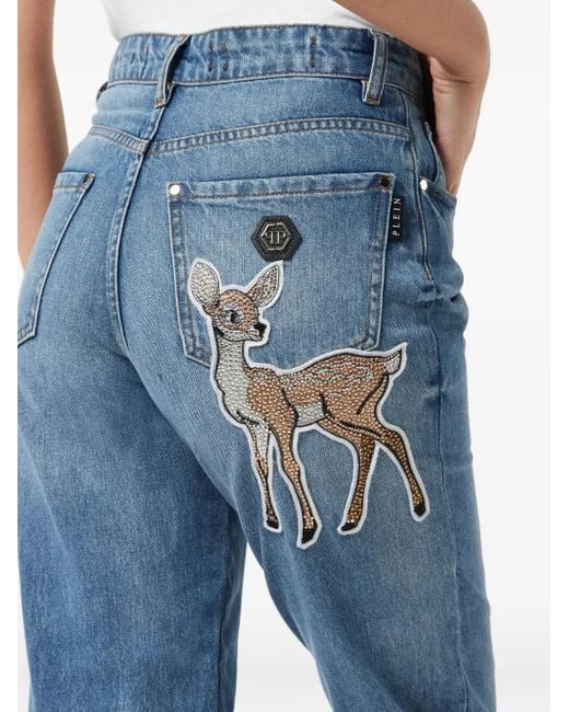 Philipp Plein Bambi エンブロイダリージーンズ Blue