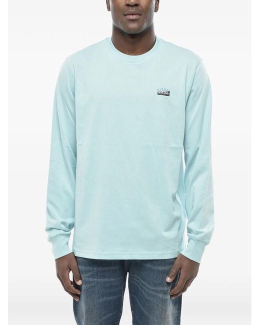 DIESEL Blue T-Just-Ls-Situation Logo-Print Long-Sleeved T-Shirt for men