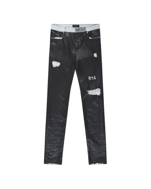 RTA Black Bryant Coated-Distressed Jeans for men