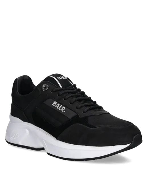 BALR Black Brand Luxe Lace-Up Panelled Sneakers for men