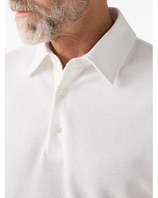 Zegna White Cotton Polo Shirt for men