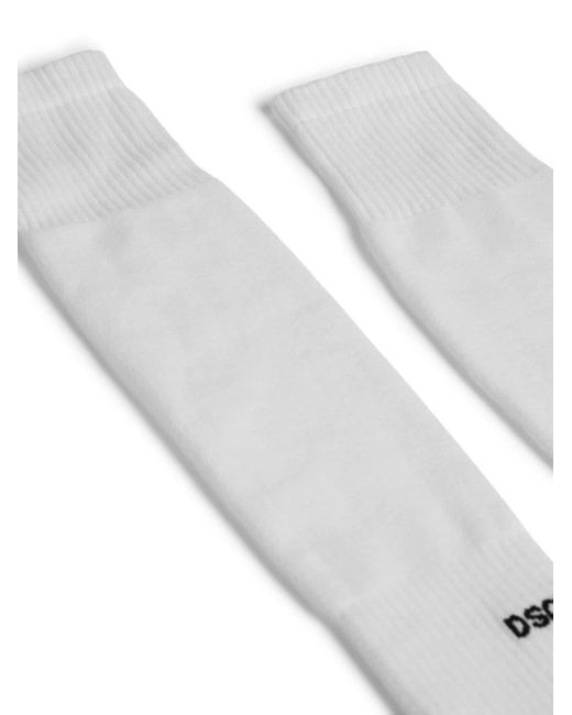 DSquared² White Intarsia Knit-logo Socks for men