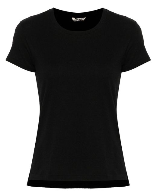 Auralee Black Short-sleeve Cotton T-shirt
