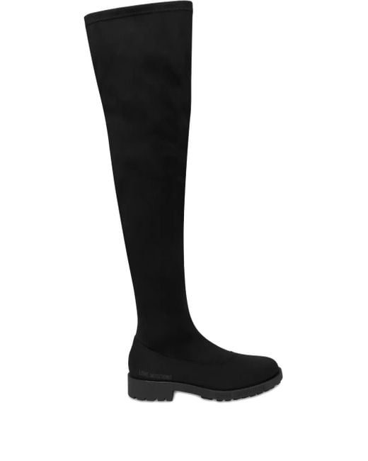 Love Moschino Black Knee-High Stretch Boots