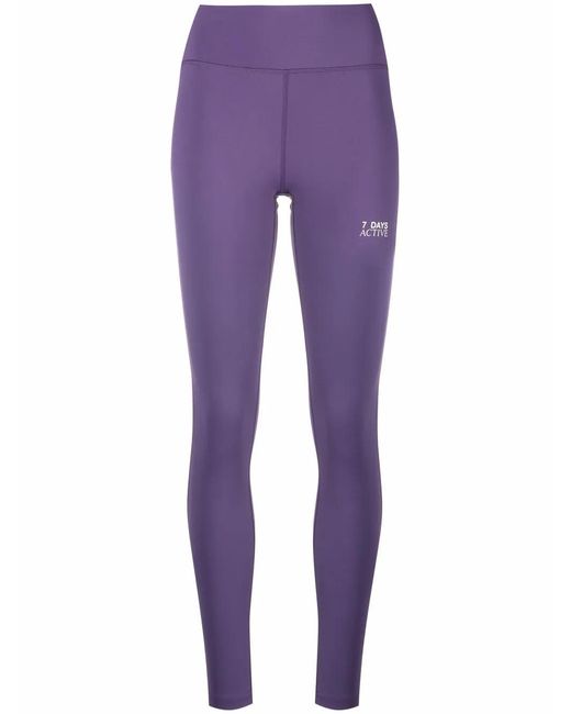 7 DAYS ACTIVE Purple Logo-Print Leggings