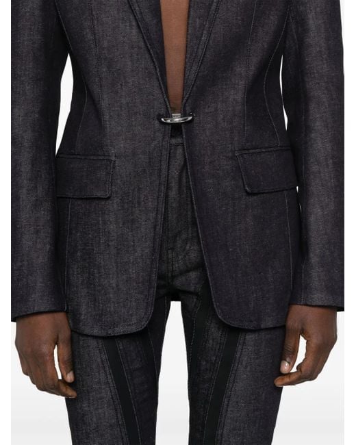 Mugler Blue Pierced Tailored Blazer
