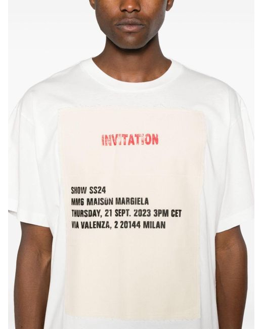 MM6 by Maison Martin Margiela Einladung Druck T -Shirt mit in White für Herren