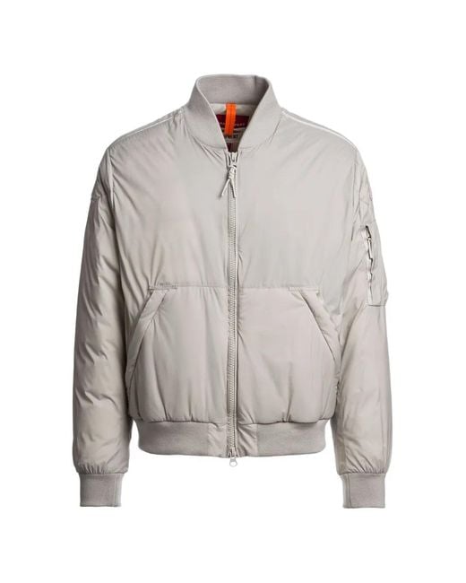 Parajumpers Gray Nordegg Logo-Patch Bomber Jacket for men