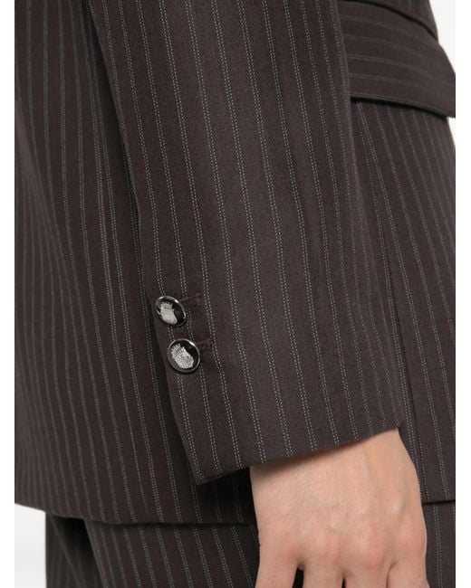 Elisabetta Franchi Brown Pinstripe-Pattern Notched-Lapel Blazer
