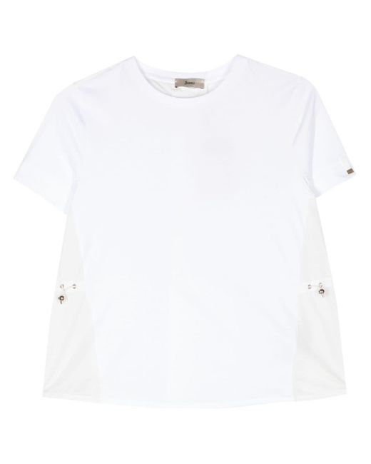 Herno White T-Shirt mit Kontrasteinsätzen