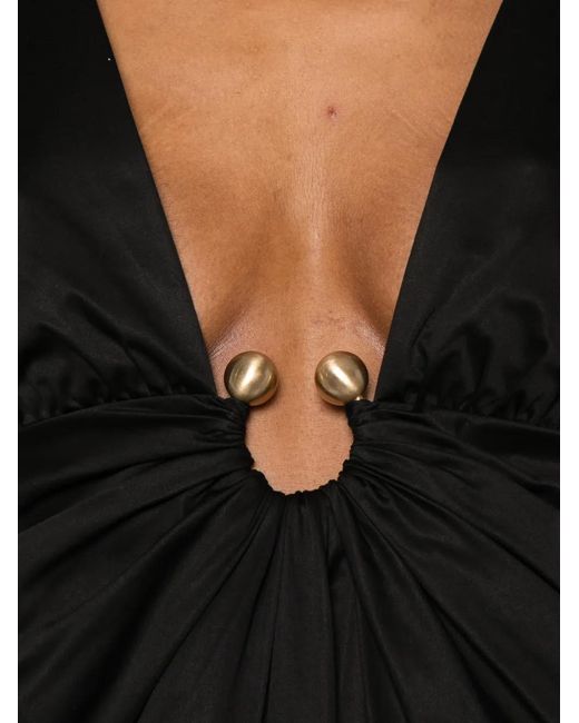 Cult Gaia Black Ebisu Ring-Detail Midi Dress