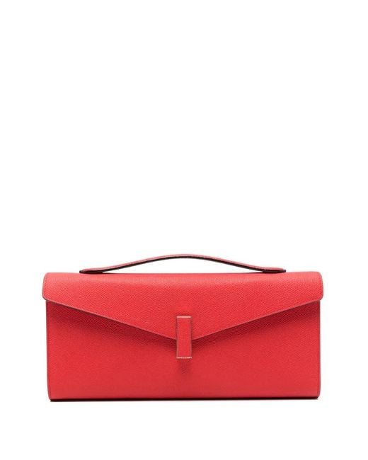 Valextra Red Iside Flap Clutch Bag