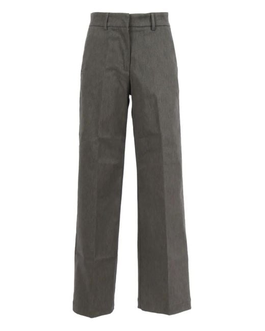 K-Way Gray Belt-Loops Straight Trousers